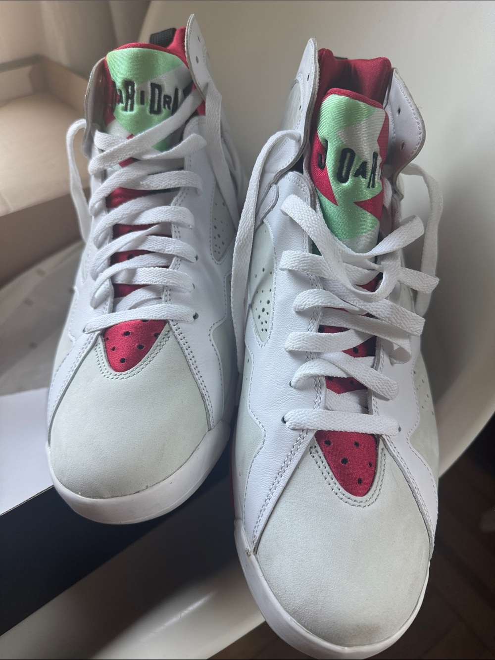 Air Jordan 7 retro size 12 White/True Red-Light Silver-Tourmaline LIKE NEW - Picture 5 of 9